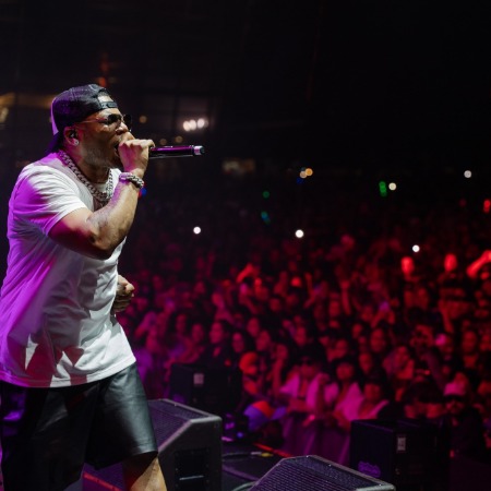 Nelly during his musical tour performed in Australia.